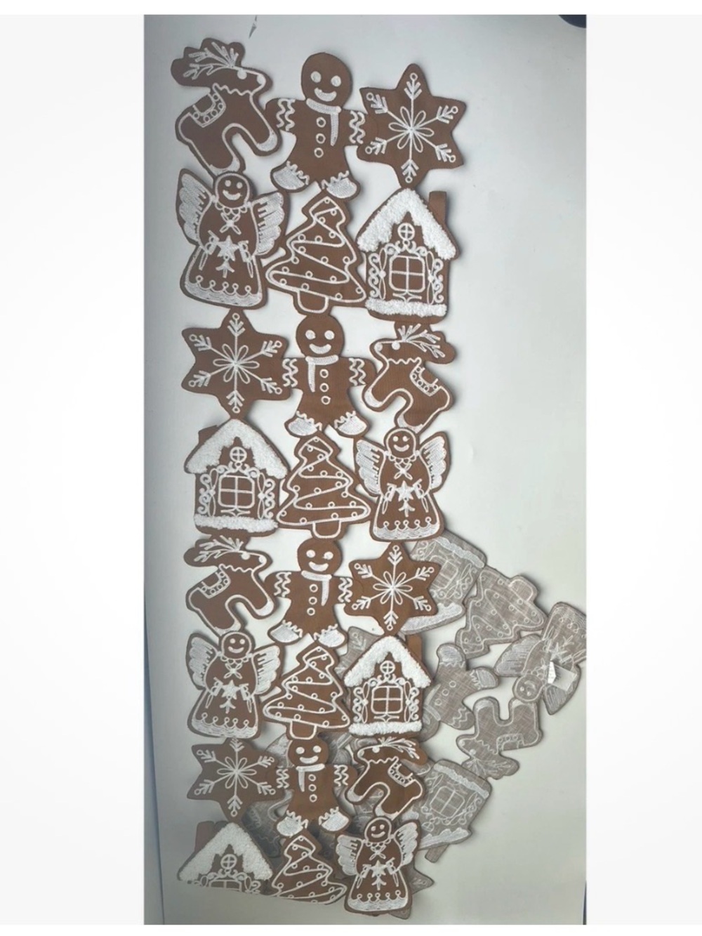 Hobby Lobby Gingerbread Cookie Table Runner - Brown & White